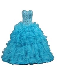  Organza/Satin Sweetheart  Beaded Crystal Crystals Lace-Up Belted  Ball Gown Prom Dress/Quinceanera Dress  With Ruffles
