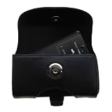 Horizontal Black Leather Case for the Sony W518A with both a belt clip and loop option - a Gomadic design