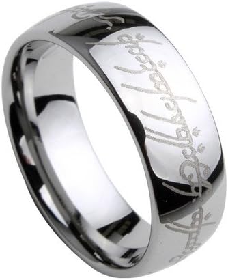 Trueman Silver color Lord of the Rings 100% Tungsten Steel Ring Band Width 7MM luxury style Size 5