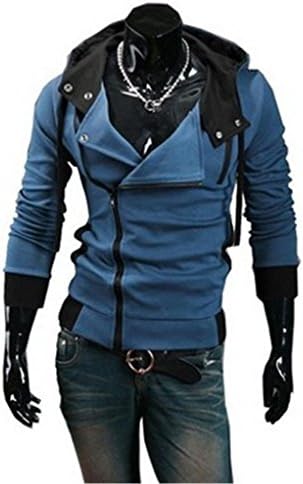 Cottory Men's Oblique Zipper Hoodie Cosplay Costume Top Coat Jacket