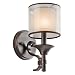 Kichler Lighting 45281MIZ Lacey Light Wall Sconce, Mission Bronze with Cased Opal Inner Diffusers and Light Umber Translucent Outer Shades