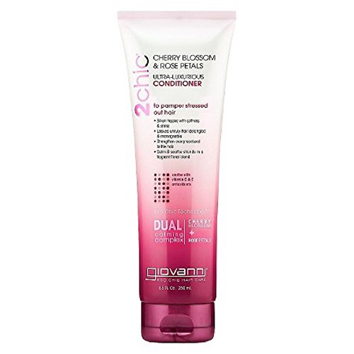 GIOVANNI 2chic Ultra-Luxurious Conditioner - Calms & Smooths Curly & Wavy Hair, Silkens Tresses, Strengthens Over Processed Hair, Helps Detangle, Color Safe, Cherry Blossom & Rose Petals - 8.5 oz