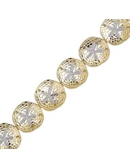 2-Tone Rhodium & 14K Yellow Gold Diamond Cut Metal Mold Sand Dollar Bracelet