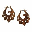 BANGGAI - Organic Hand Carved Sono Wood Earrings with Wood Post - From Indonesia - Sold as a Pair - 35mm x49mm