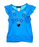 2 Heart Princess Ruffle Shoulder Top with Necklace (Sizes 4 - 6X)