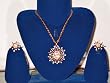 Christmas Gift-fashion Jewelry Necklace Set and Earring in Antique Silver Finish and Ruby Color Stones (Brand New) Free Shipping