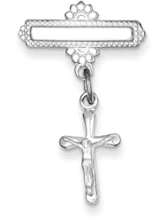 Sterling Silver Polished Crucifix Pin. Metal Wt- 1.5g
