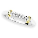 14K Two Tone Gold 1/10 ct. Princess Cut Diamond Wedding Band