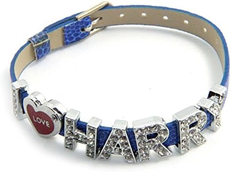 One Direction Style 1d Member I Love HARRY Crystal Slider Letter Wristband Bracelet Fashion Jewelry (navy blue)