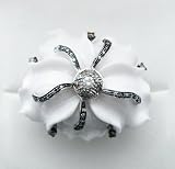 18k White Gold De Maria Large Procelain Flower with Diamond Ring