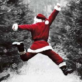 Christmas Cards - Jumping Santa - 8 Charity Christmas Cards supporting Childline