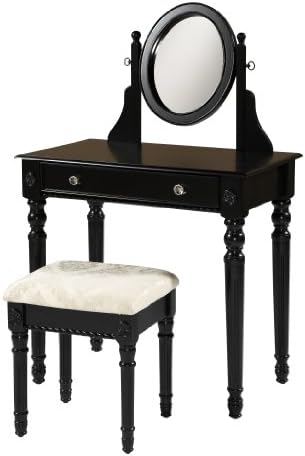 Linon Home Dcor 58010BLK-01-KD-U Linon Home Decor Lorraine Vanity Set, 49" x 32" x 18.3", Black