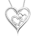 Sterling Silver Diamond Triple Heart Pendant (0.02 cttw, I-J Color, I3 Clarity), 18