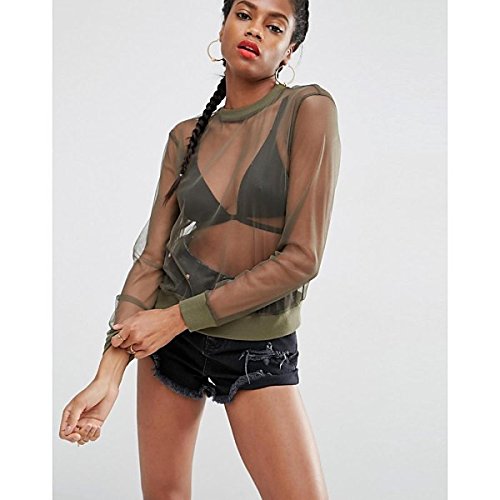 エイソス アウター パーカ＆スウェット ASOS Sweatshirt In Mesh Khaki [並行輸入品]