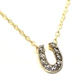 Beautiful SOLID 10k Gold Lucky Horseshoe Pendant Necklace with Single Genuine Diamond Accent -... by 10k Gold Jewelry Ks Charming Designs