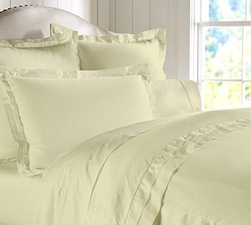 Egyptian cotton Luxurious Fitted Sheet With 30" Deep Pocket 300 TC Solid by Elegant Bedware ( Full XL , Beige )