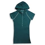 Jade - Girls Ribbed Short Sleeve Henley Hoodie, Pine