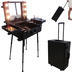 Valise studio make up trolley, Table de maquillage Ampoules, Noire
