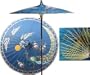 Victory of the Peacock 7 Foot Patio Umbrella With Base -Blue
