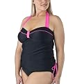 Mossimo&reg; Black Plus Shirred Solid Tankini - Black/Pink