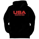 USA Equestrian Rider / ATHLETIC AMERICA Sports Mens Hoodie (Black, Sizes X-Small - XXX-Large)