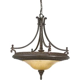 Murray Feiss F2029/3PAL Casbah Three-Light Uplight Fixture in a Palladio Finish and Amber Etched Glass