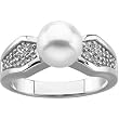 14K White Gold Akoya Cultured Pearl and Diamond Ring - 8.00mm