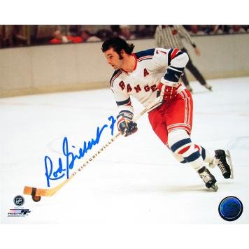 Rod Gilbert Autographed New York Rangers White Jersey Horizontal 8x10 Photograph