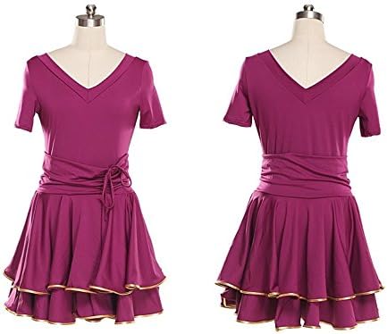 FERE8890 Women's Dancewear Tassel Leopard Competition Ballroom Sexy Dancing Latin Dress Purple XXXL