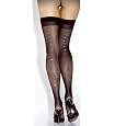 Extreme Hoisiery Sheer Thi-Hi With Rhinestones Black One Size