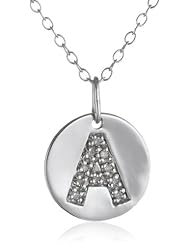 Sterling Silver Diamond Disc Initial Pendant Necklace, 18"