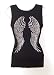 Angel Wing Rhinestone Black Womens Tank Top Sz M - 2xl