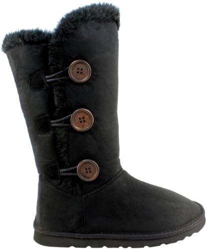 Womens Triplet Button Fur Lined Winter Snow Boots