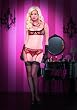 Naughty Dotted Mesh Demi Bra, Garter Belt, And G-String