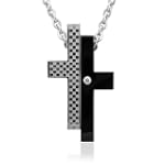 Men's Stainless Steel Cross Diamond Pendant Necklace (GH, SI, 0.05 carat)