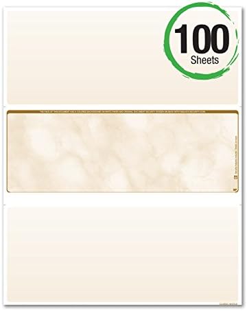 Business Standard Voucher Check Stock (Check in the middle with one stub / voucher on top and one stub / voucher below) - Blank Check Paper - Versacheck Refills: Form #1001 - Gold - 100 Sheets