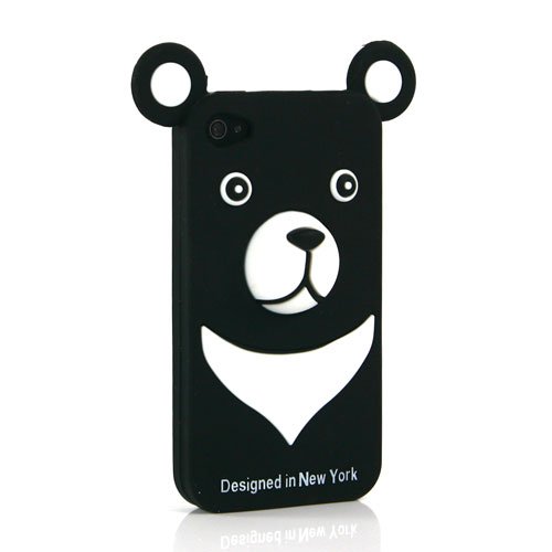 画像をクリックして拡大イメージを表示 安い【全8色】iPhone 4 / 4S 専用 シリコンケース 熊 ベア ブラック アイフォン4 /4S対応ソフトケースカバー Soft case for iPhone4S / 4 (7105-2)