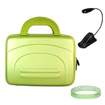 Green Eva Amazon Kindle DX Hardshell Carrying Case + Black Ebook Reader Light + Live*Laugh*Love Wrist Band!!! (Kindle DX Not Included)