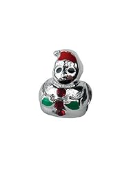 Zable(tm) Sterling Silver Snowman with Enamel and Crystals Bead / Charm