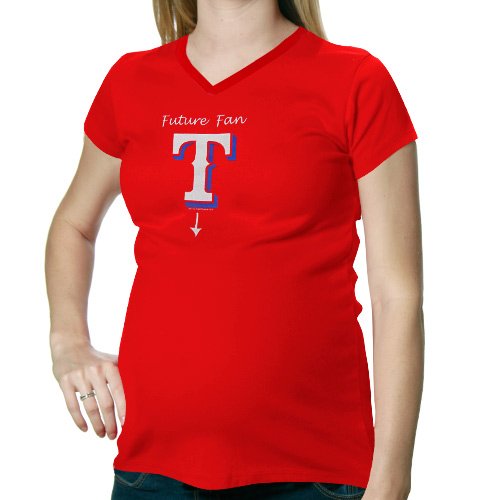 Texas Rangers Ladies Future Fan Maternity V-Neck T-Shirt - Red (Small)