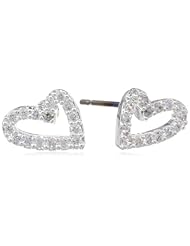 Betsey Johnson "Precious Luxuries" Pave Open Heart Stud Earrings