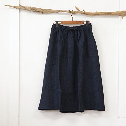 (ヤラ) YARRA ウエストリボンゴム　リネン生地ミドル丈スカート