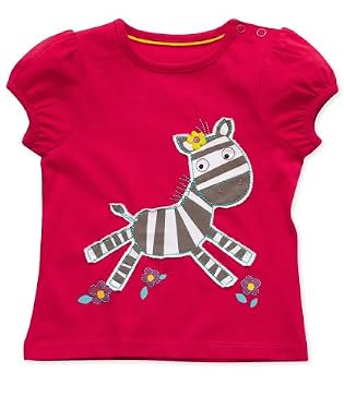 Short Sleeve Red Tee With Zebra Applique
