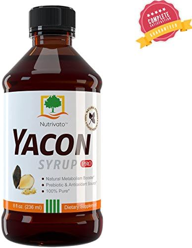 Yacon Syrup (100% Pure) 8 fl oz- Delicious Raw Yacon Root Extract Of Peru - Ultra Premium Grade - All Natural Metabolism Booster, Powerful Antioxidant & Prebiotic (FOS) / Low-Calorie Low-Glycemic Sugar Substitute & Sweetener - Non-GMO, USA Made - 100% Money-back Guarantee!