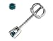 Blue Diamond Solitaire Stud Earrings 1/20 Carat (ctw) in White Gold with Screwbacks