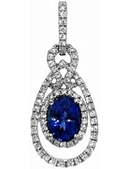 14K White Gold Tanzanite and Diamond Pendant -- LIFETIME WARRANTY