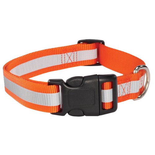 10 INCH - ORANGE - Reflective Stripe Safety Dog Collar