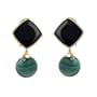 10k Yellow Gold Black Onyx and Malachite Earrings