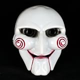 New White Full Face Cosplay Saw Puppet Masquerade Horror Scary Mask ~ bestfavor