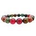 Gem Stone King Gorgeous 10mm Round Multi Color Agate Stretchy Bracelet Fits up to 8.5inches Wrist